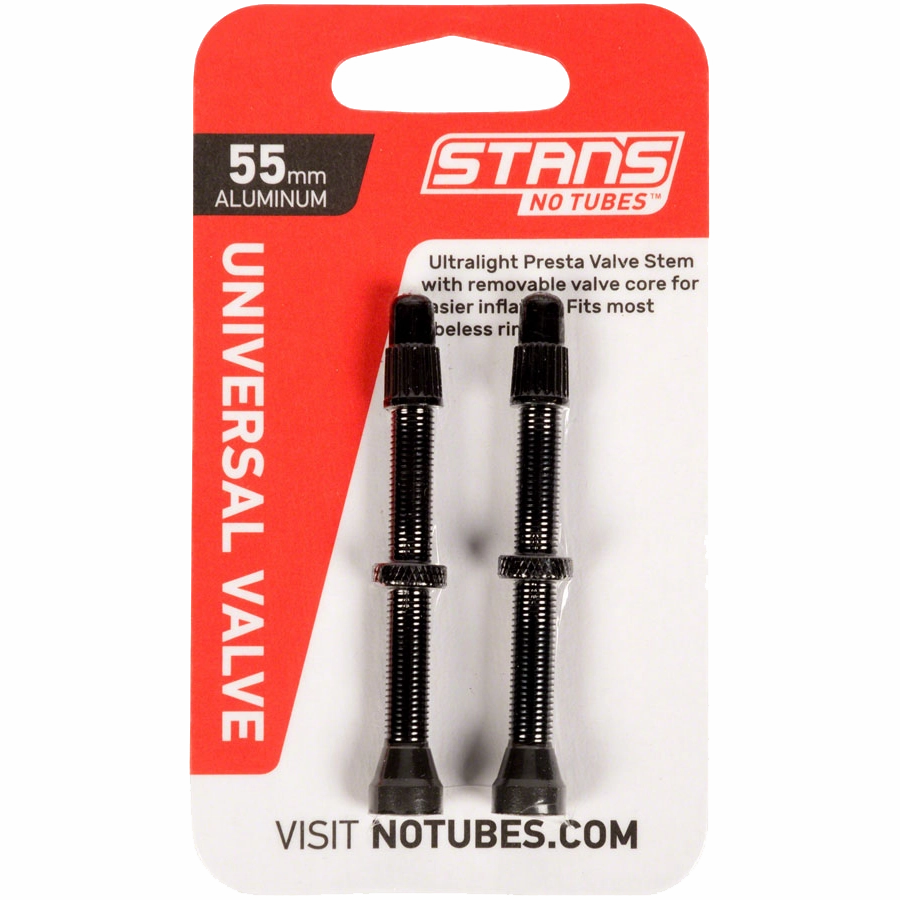 55mm Tubeless Valve Stem, Pair - Black