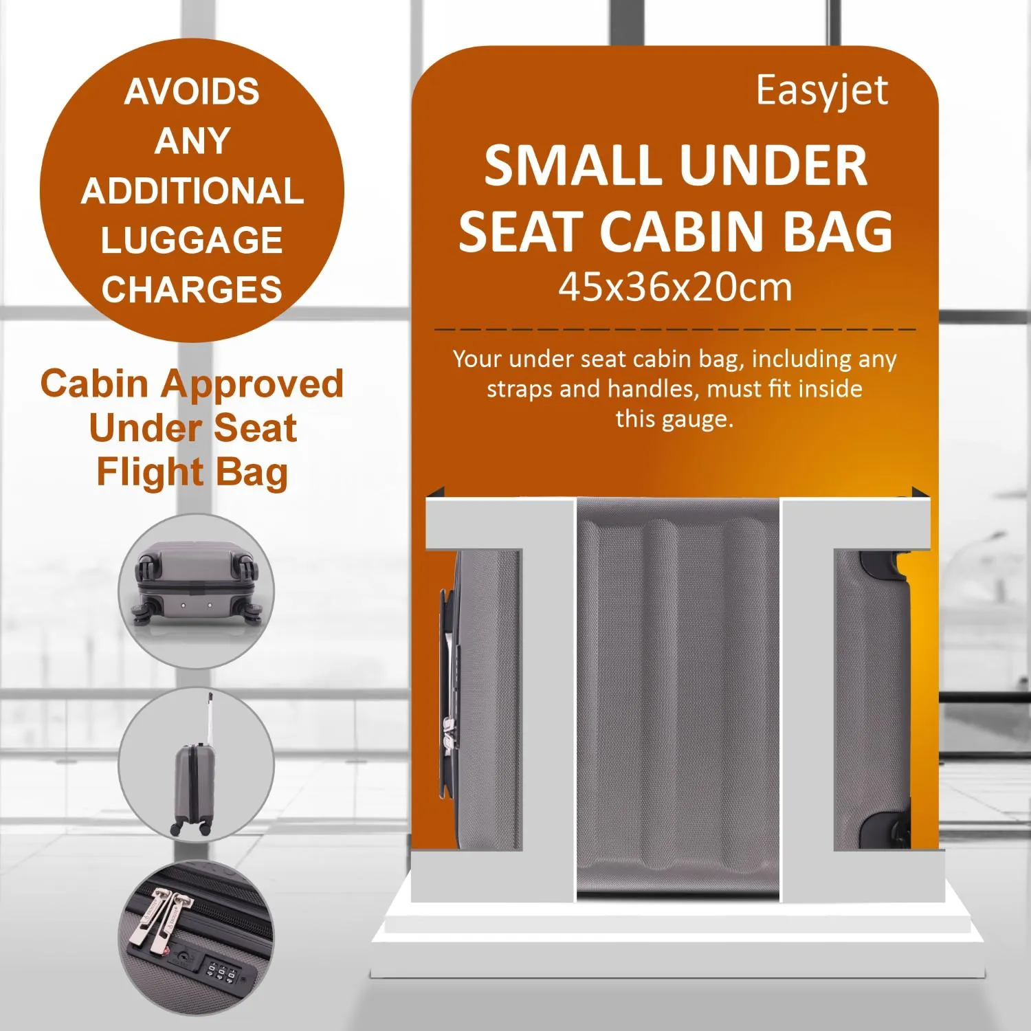 Aerolite 45x36x20cm Easyjet Maximum Cabin Size Carry On Suitcase With 8 Ultra Smooth Wheels, TSA Lock, Eco-Friendly Interior, SBS Zippers, 5 Years Warranty