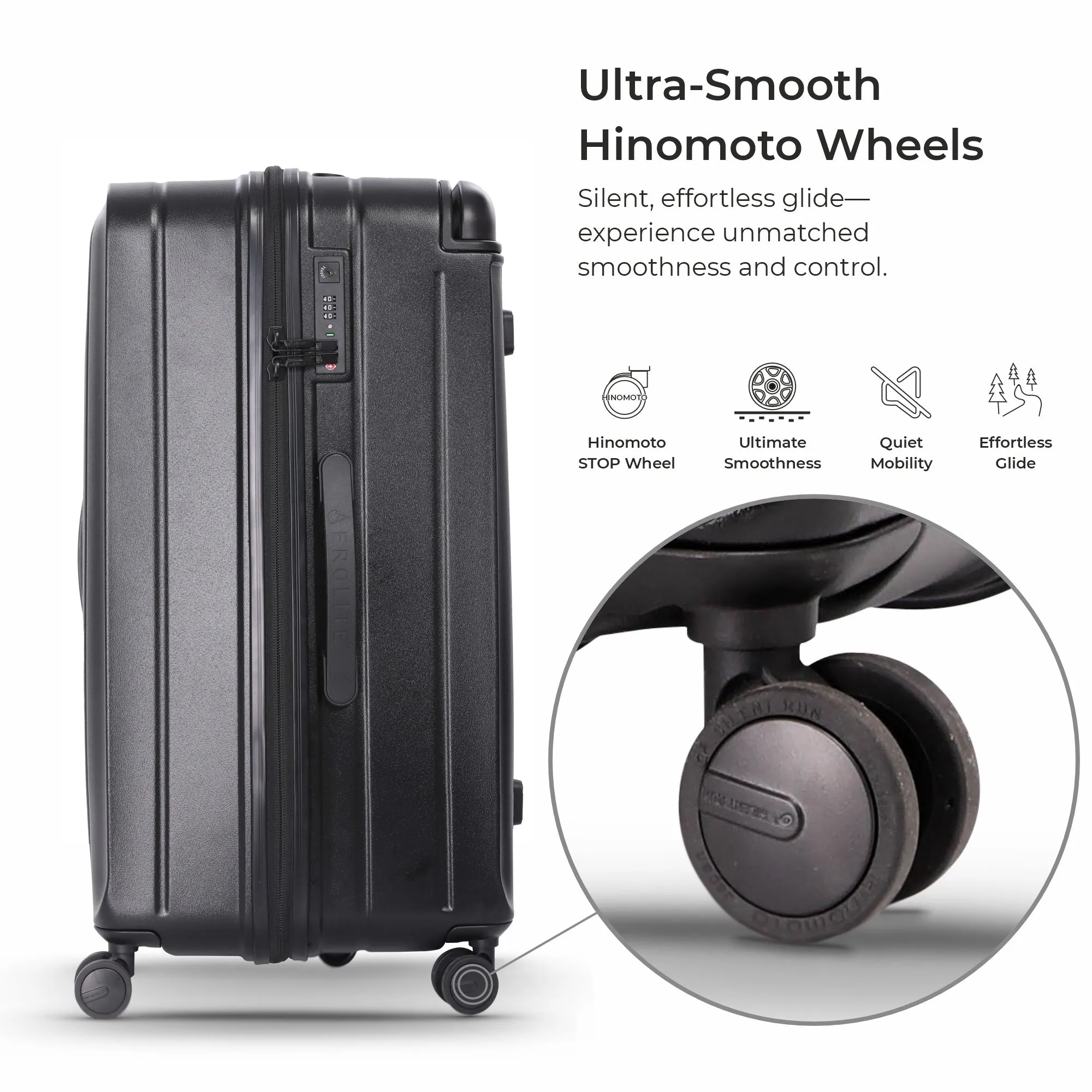 Aerolite M-Lite Trunk – Premium 77cm 100.4L Capacity Check-In Suitcase, Durable PP Polypropylene, TSA Lock, 8 1 Silent Hinomoto Wheels, Luxury Eco Interior, 15-Year Guarantee, Pack Up To 32Kg
