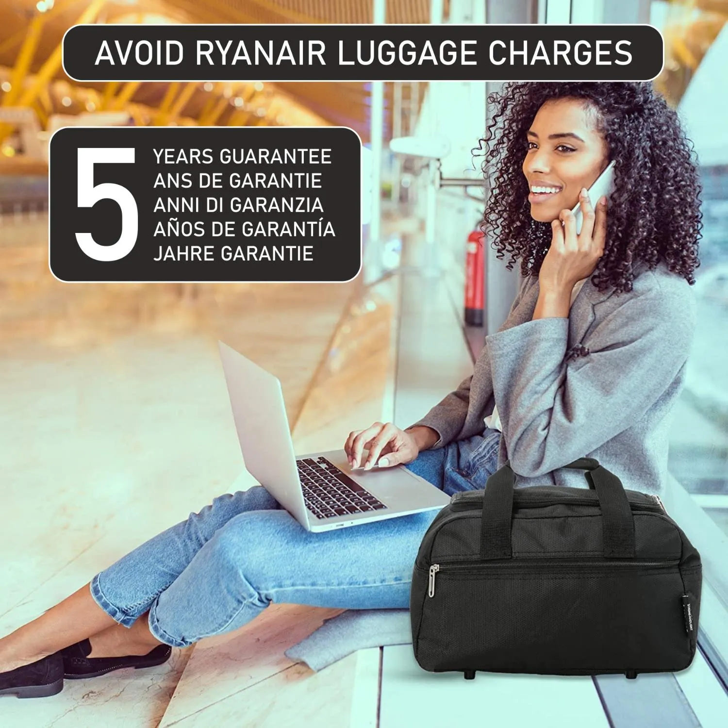 Aerolite Ryanair Maximum Holdall Cabin Underseat Bag (40x20x25cm) with Digital Luggage Scale, and TSA Approved Three Dial Combination Lock
