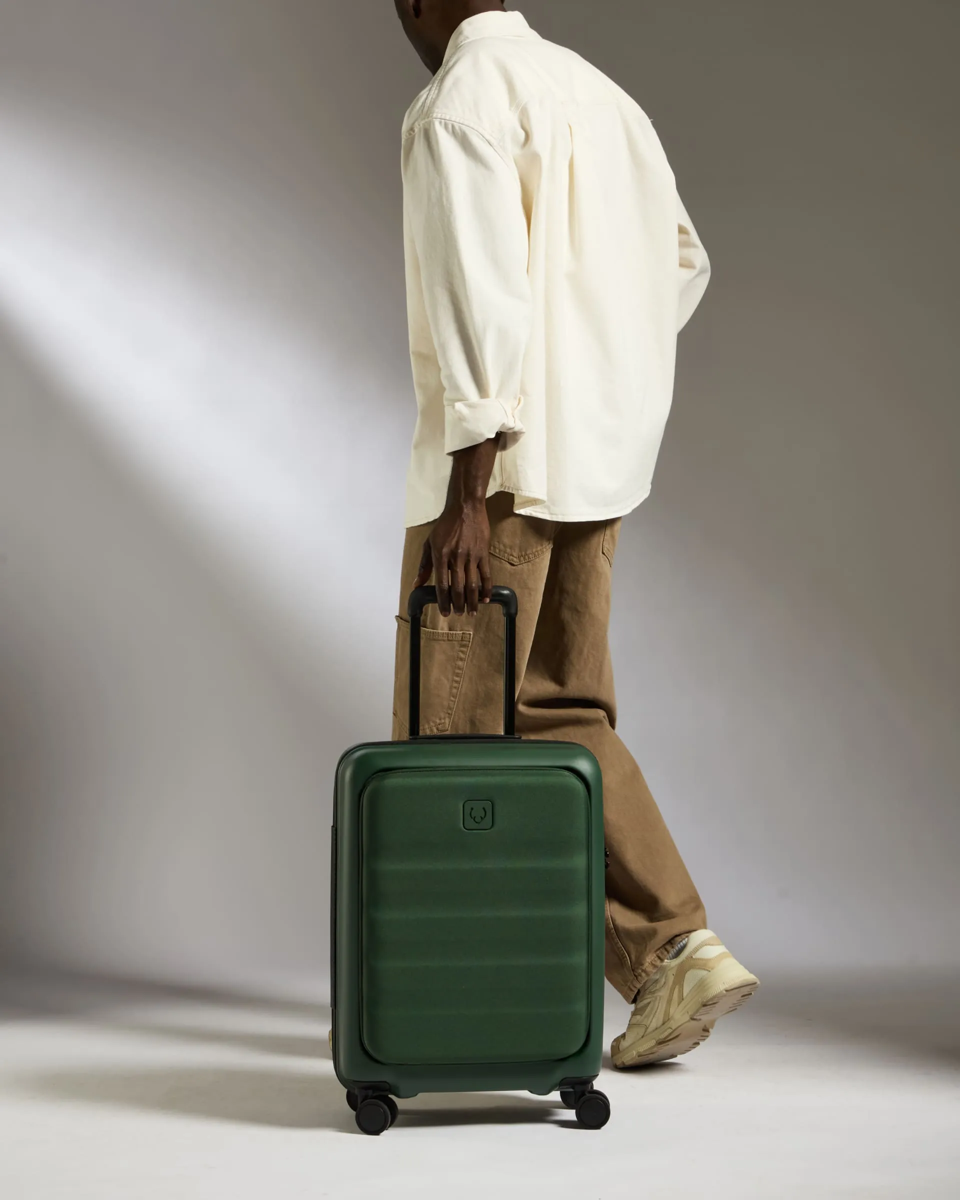 Carry-on with Pocket Luggage in Antler Green - Icon Stripe