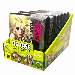 Cigarette Case with USB Coil Lighter - 6 Pieces Per Retail Ready Display 40307