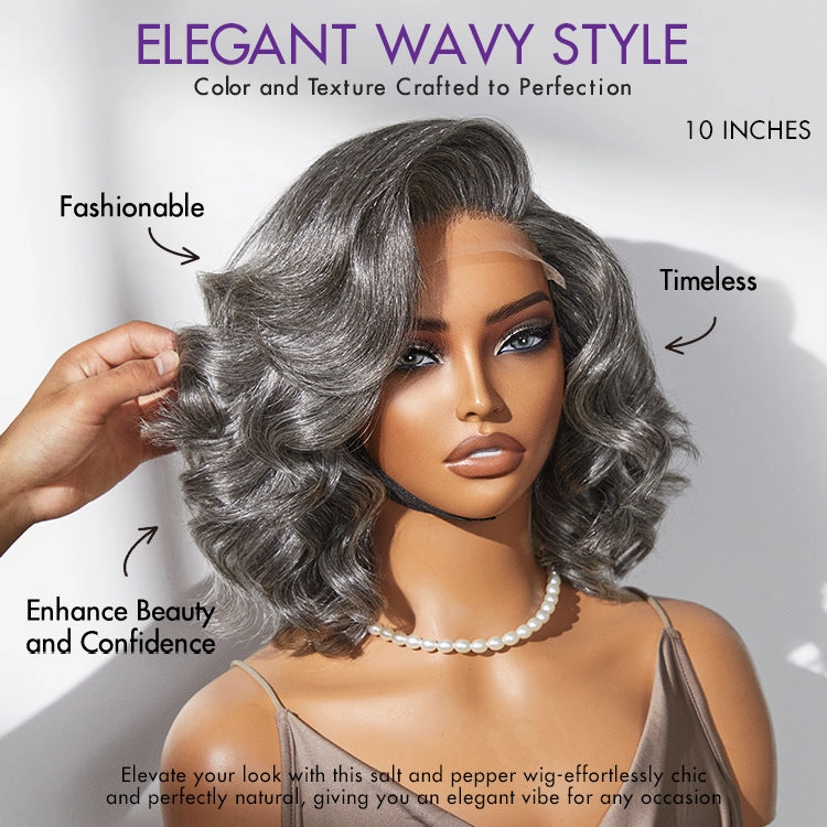 Mature Boss Salt and Pepper Bouncy Egg Curls Glueless Minimalist HD Lace Grey Wig