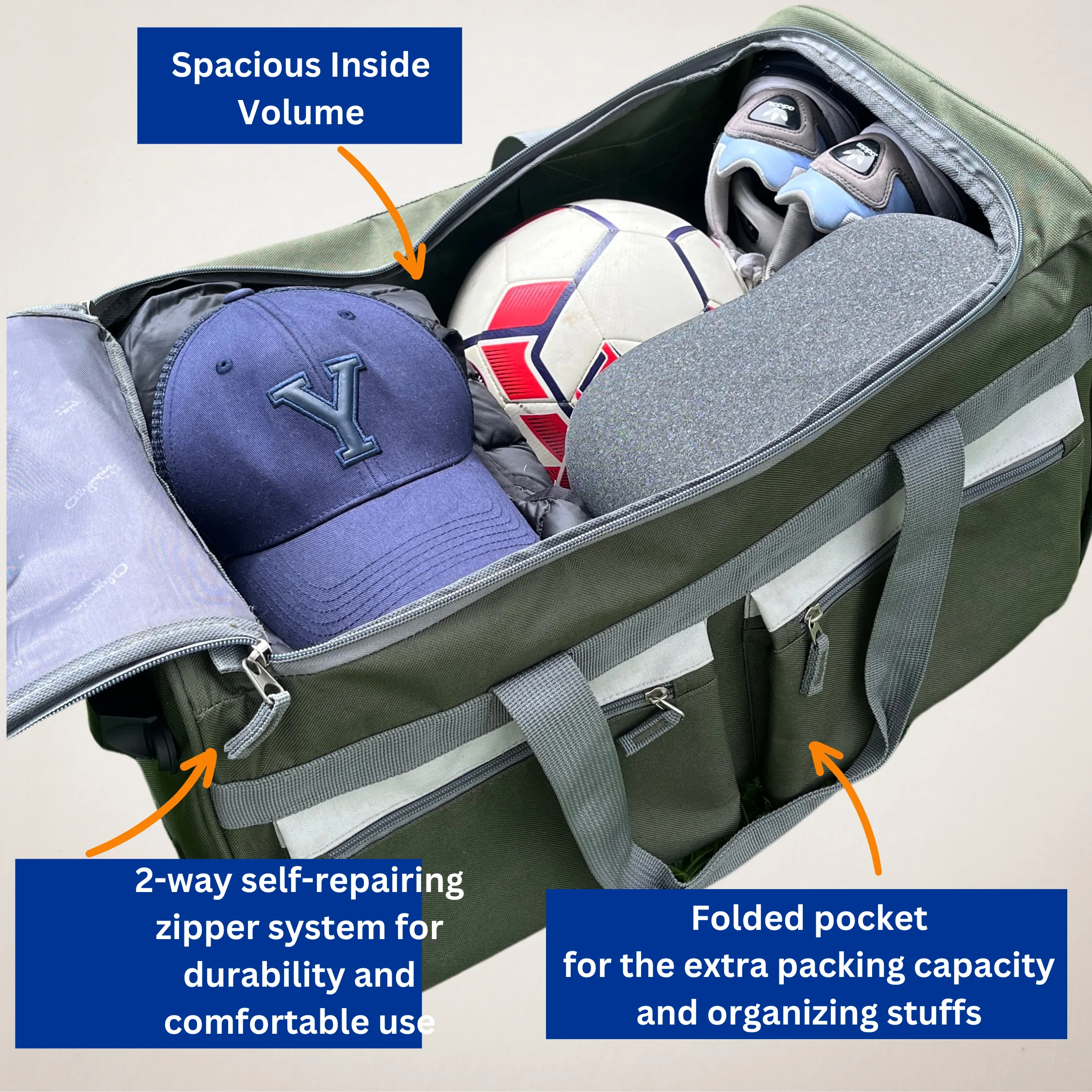 Olympia 8 Pocket Rolling Duffel 22" Carry-On