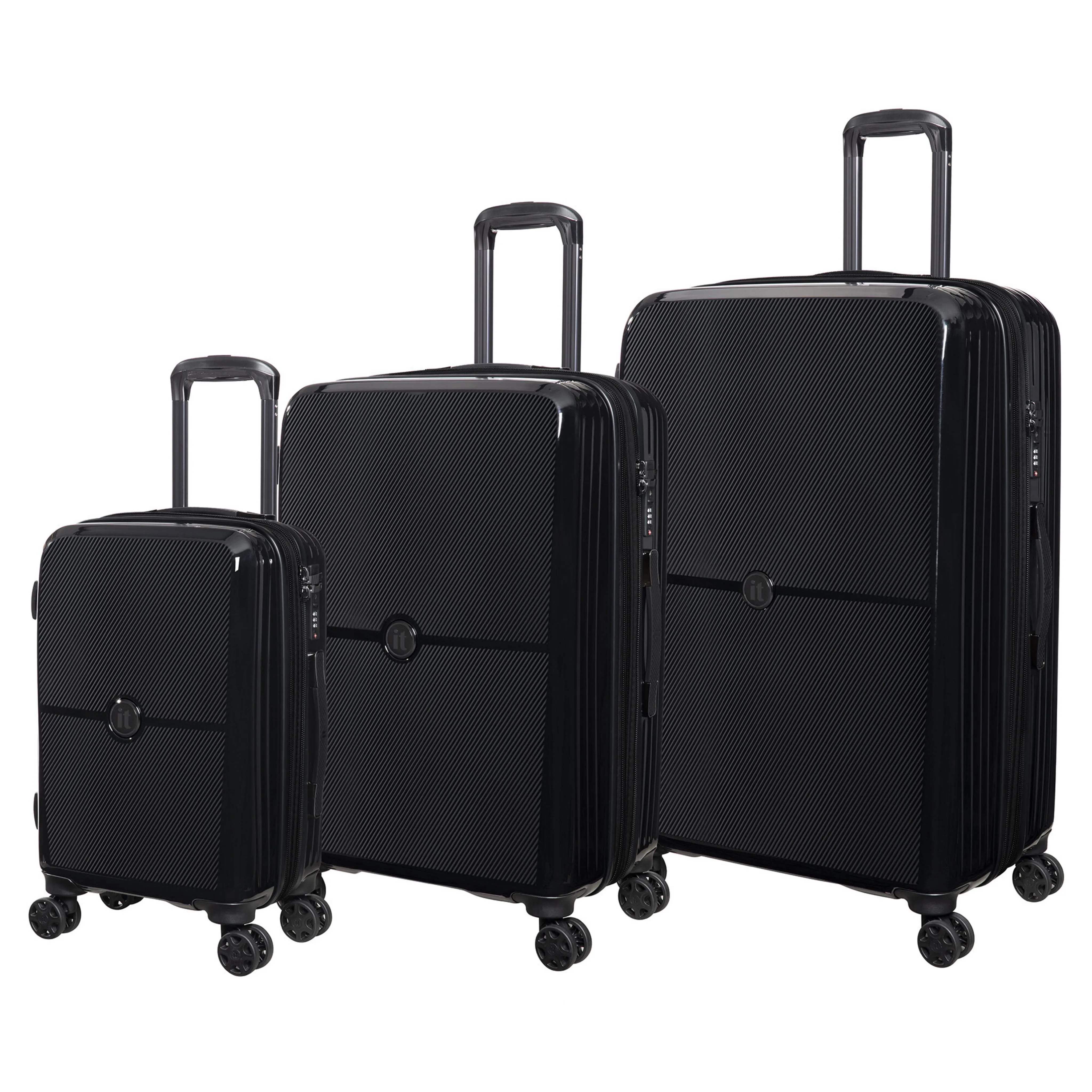 Optical 3 Piece Hardside 8 Wheel Expandable Spinner Set (Black)