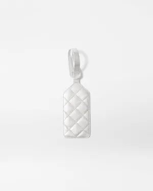 Silver Metallic Leather Luggage Tag