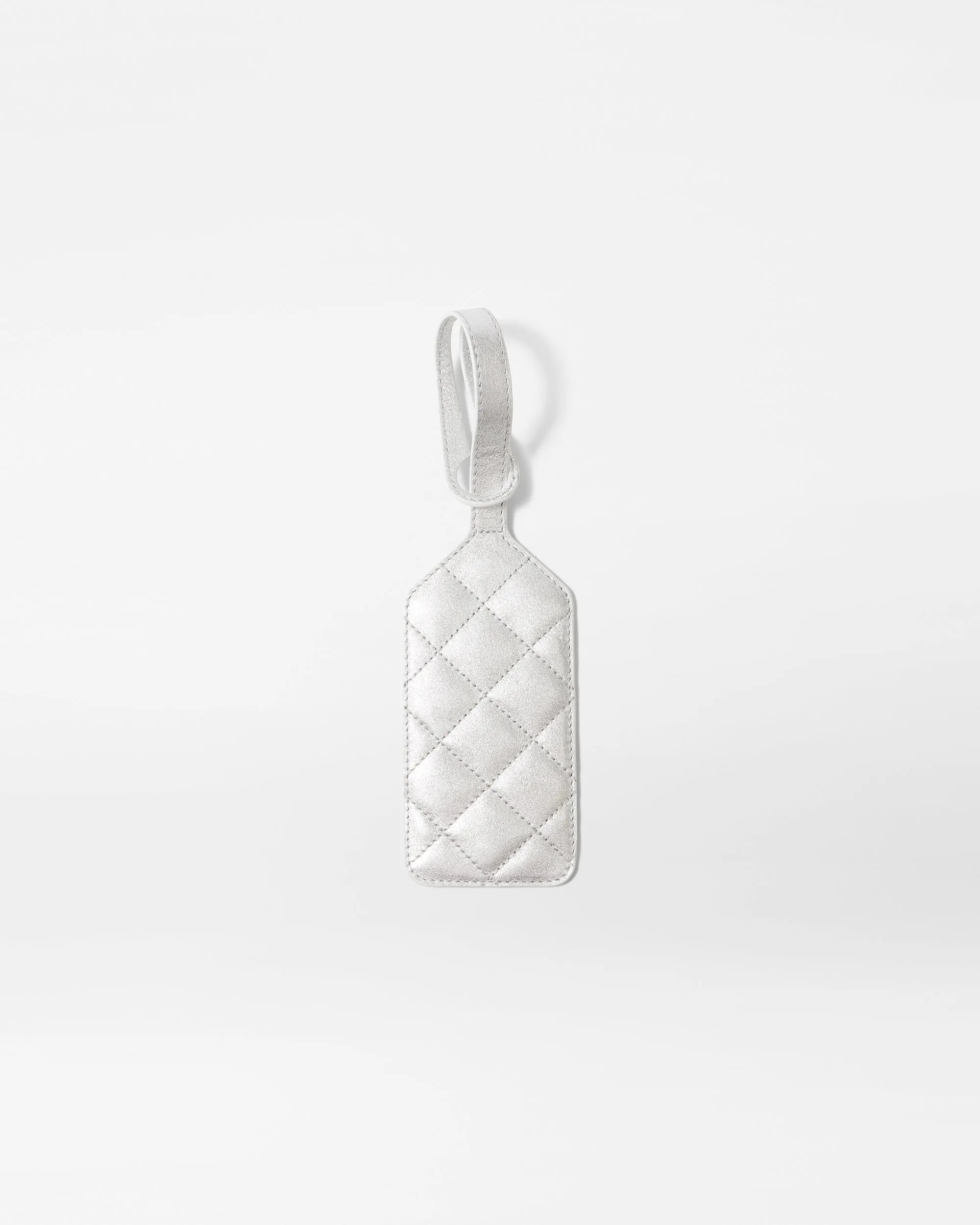 Silver Metallic Leather Luggage Tag