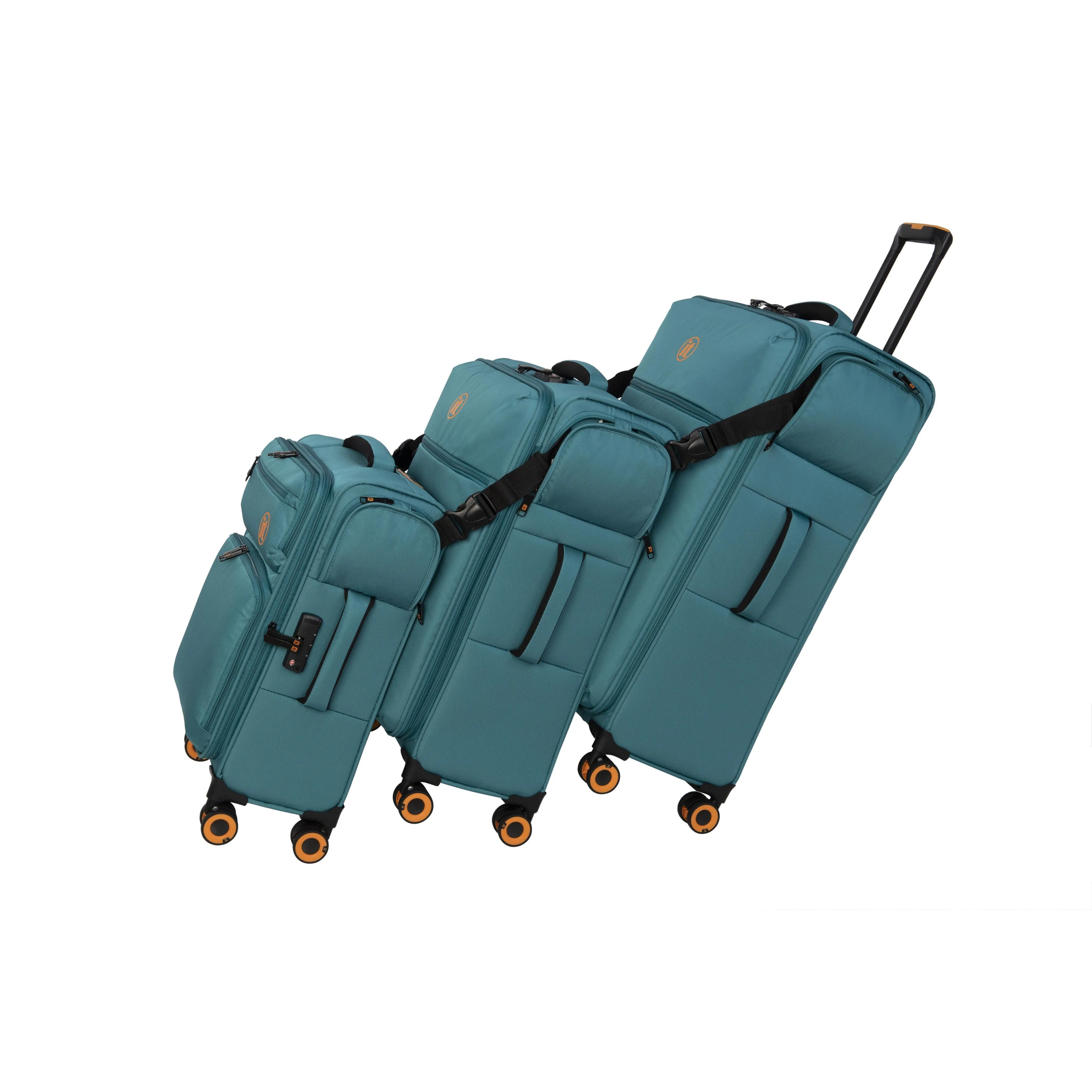 Simultaneous 3 Piece Softside 8 Wheel Spinner Set (Harbour Blue)